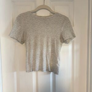 H&M Basic Ribbed Gray Women's Cropped Tee